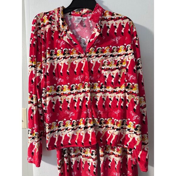 Holiday Time Women Velour Santa Dancer Print Set Pajama PJ  Size L 12-14 Sleep - Picture 5 of 8